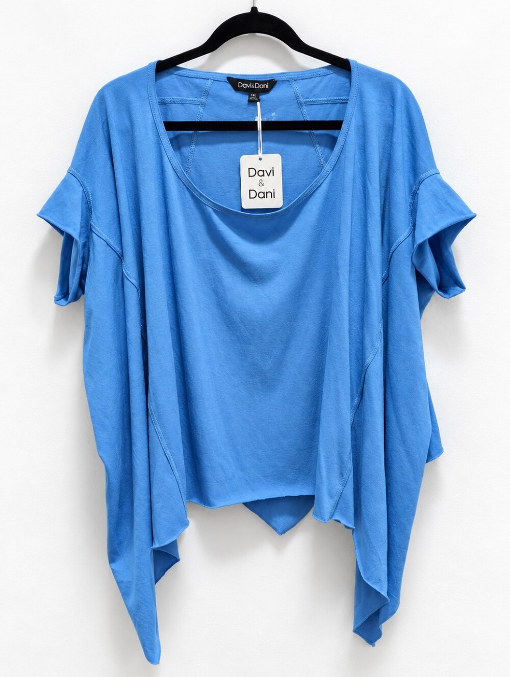 💙 Davi & Dani Blue Oversized Asymmetrical Poncho Top – 1XL – NWT